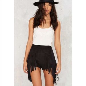 Nasty Gal Alena black Fringe Shorts XS